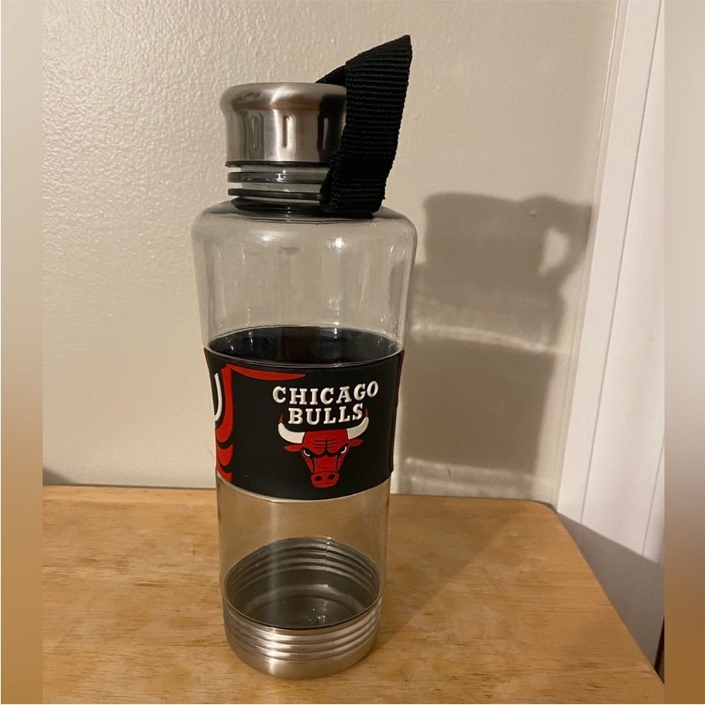 Gray and Black Water Bottle with Stainless Steel Cap